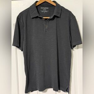 Banana Republic Vintage Polo Shirt Men’s L Gray Slub Cotton Casual 👕